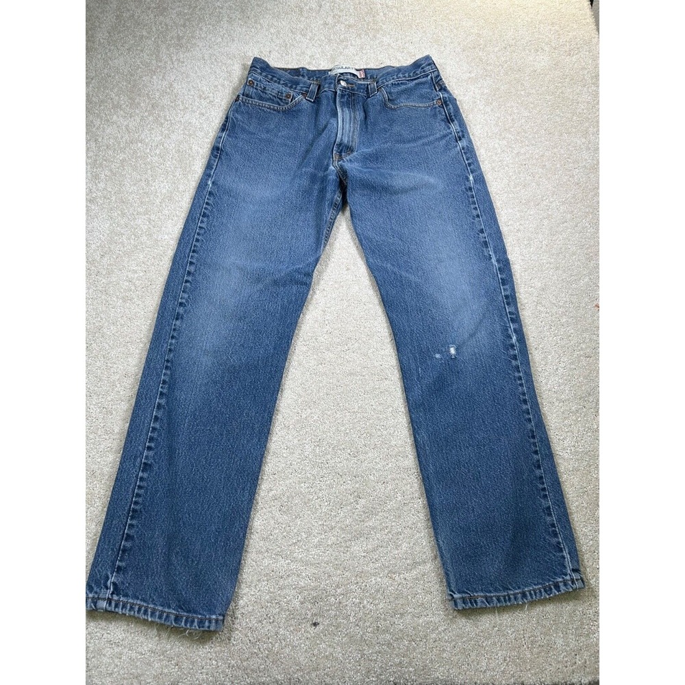 Levi'S 505‎ Mens Size 34X32 Regular Fit Denim Blue Jeans Distressed